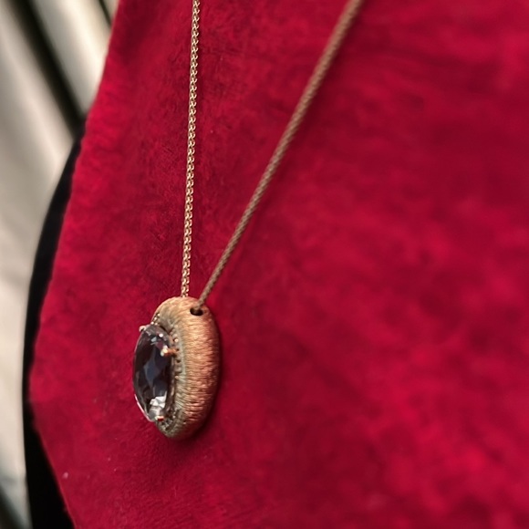 My Michelle 18k green amethyst and diamond pendant with chain - Picture 3 of 8